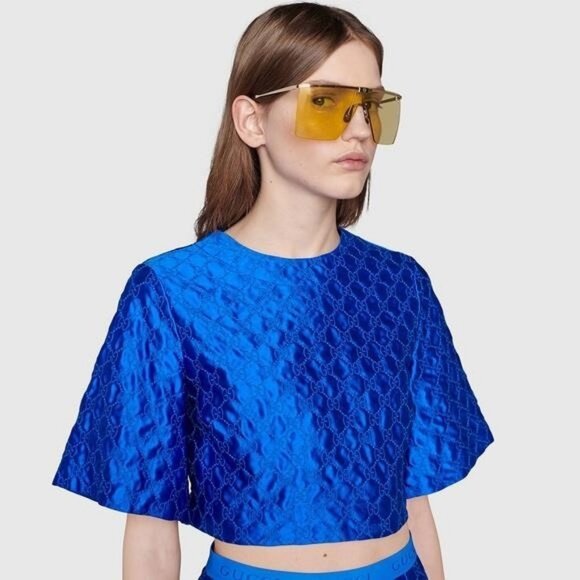 New Authentic GG1096S 003 Sunglasses by Gucci™ Shield, Material: Metal, Rimless. - Picture 7 of 13